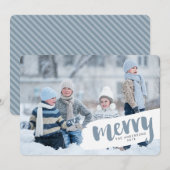 Moderne Merry Brush Letter Vakantiefotokaart Feestdagenkaart (Voorkant / Achterkant)