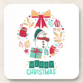 Moderne Merry Christmas Bloemige Familie Stijlvol Bier Onderzetter