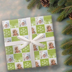 Moderne Merry Christmas Groen Bokeh Persoonlijk Cadeaupapier