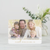 Moderne Merry Christmas Hand Script Platte Fotokaa Feestdagenkaart (Staand voorkant)