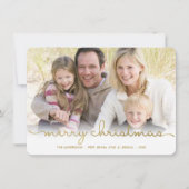 Moderne Merry Christmas Hand Script Platte Fotokaa Feestdagenkaart (Voorkant)
