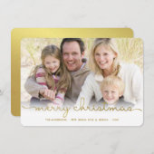 Moderne Merry Christmas Hand Script Platte Fotokaa Feestdagenkaart (Voorkant / Achterkant)