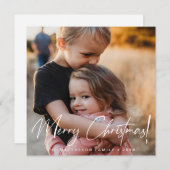 Moderne Merry Christmas Handlettered script foto Feestdagenkaart (Voorkant / Achterkant)