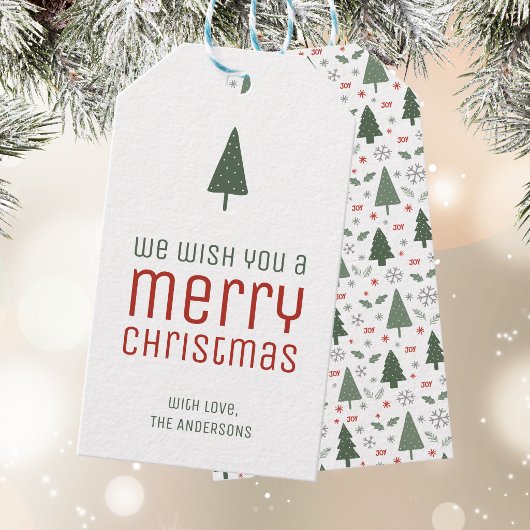Moderne Merry Christmas Persoonlijk Cadeaulabel