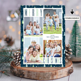 Moderne MERRY CHRISTMAS Photo Collage Trees Feestdagenkaart