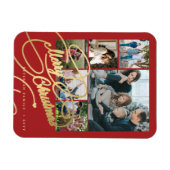 Moderne Merry Christmas rode fotocollage Magneet (Horizontaal)