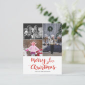 Moderne Merry Christmas Script Collage Foto Briefkaart (Staand voorkant)