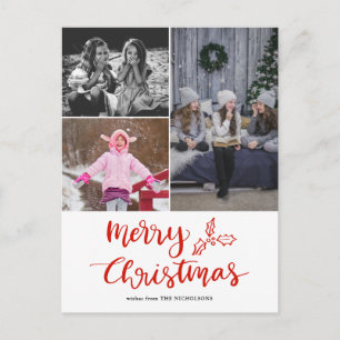 Moderne Merry Christmas Script Collage Foto Briefkaart