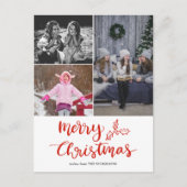 Moderne Merry Christmas Script Collage Foto Briefkaart (Voorkant)