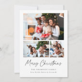 Moderne Merry Christmas Script Fotocollage Feestdagenkaart (Voorkant)