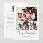 Moderne Merry Christmas Script Fotocollage Feestdagenkaart (Voorkant / Achterkant)