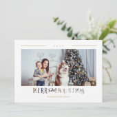 Moderne Merry Christmas Typografie Aangepaste Foto (Staand voorkant)