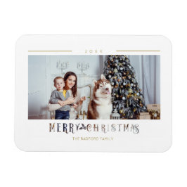 Moderne Merry Christmas Typografie Aangepaste Foto Magneet