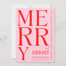 Moderne Merry en Bright Rood Roze 2026 Kerstmis