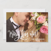 Moderne Merry Kiss-Mas Pas getrouwd Kerstfoto Feestdagenkaart (Voorkant)