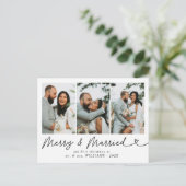 Moderne Merry & Married Trouwfoto Kerstmis Feestdagenkaart (Staand voorkant)