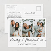 Moderne Merry & Married Trouwfoto Kerstmis Feestdagenkaart (Voorkant / Achterkant)