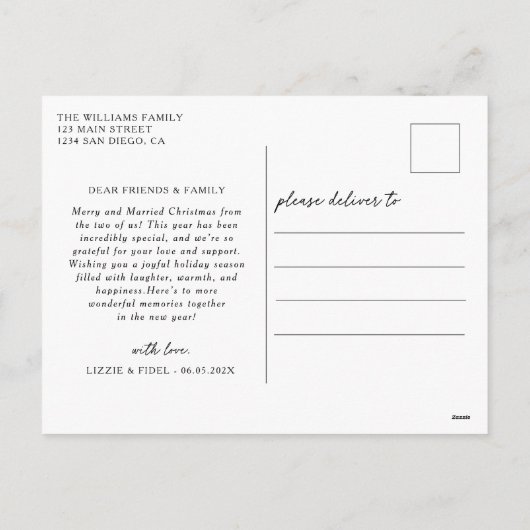 Moderne Merry & Married Trouwfoto Kerstmis Feestdagenkaart (Achterkant)
