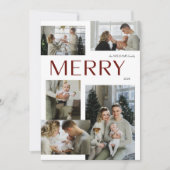 Moderne Merry Multi Foto Botanische Kerstmis Feestdagenkaart (Voorkant)