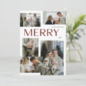 Moderne Merry Multi Foto Botanische Kerstmis Feestdagenkaart (Staand voorkant)