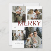 Moderne Merry Multi Foto Botanische Waterverf Feestdagenkaart (Voorkant)