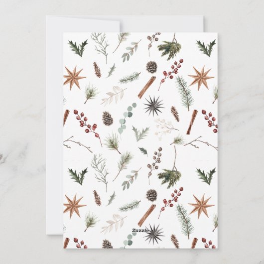 Moderne Merry Multi Foto Botanische Waterverf Feestdagenkaart (Achterkant)