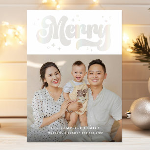 Moderne Merry Shimmer Kerst Fotokaart Feestdagenkaart