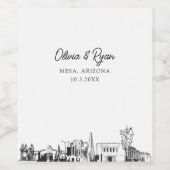 Moderne Mesa Arizona bruiloft op maat Wijn Etiket (Enkel label)