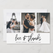 Moderne met de hand beletterde fotocollage Elegant Bedankkaart (Voorkant)