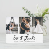 Moderne met de hand beletterde fotocollage Elegant Bedankkaart (Staand voorkant)
