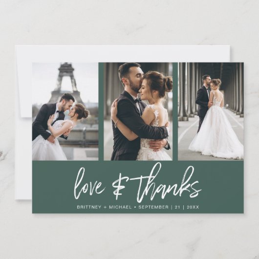 Moderne met de hand beletterde fotocollage Forest  Bedankkaart (Voorkant)