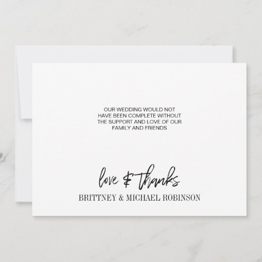 Moderne met de hand beletterde fotocollage Sage Gr Bedankkaart (Achterkant)