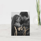 Moderne met de hand gelaatste foto van Joy Faux Go Feestdagen Kaart (Voorkant)