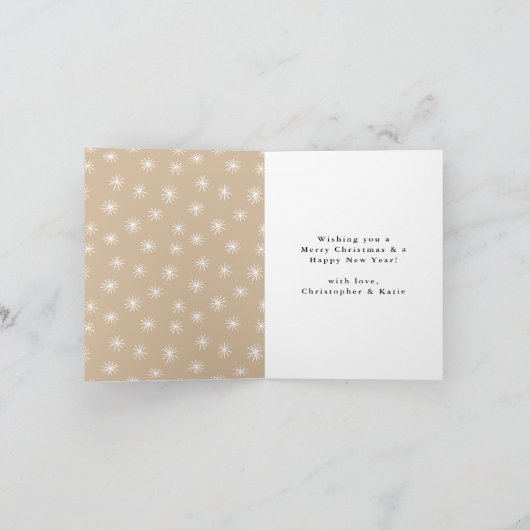 Moderne met de hand gelaatste foto van Joy Faux Go Feestdagen Kaart (Binnen)