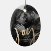 Moderne met de hand gelaatste foto van Joy Faux Go Keramisch Ornament (Voorkant)