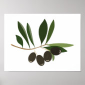 Moderne met de hand geschilderde Gouache Olijftak Poster (Voorkant)