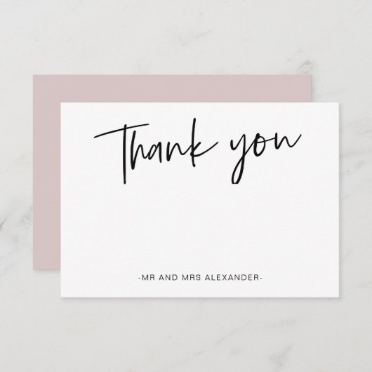 Moderne met de hand geschreven Blush Bedankt (Voorkant / Achterkant)