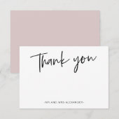 Moderne met de hand geschreven Blush Dank je Bedankkaart (Voorkant / Achterkant)