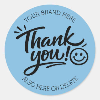 Moderne met de hand geschreven “Dank je!” met Smil Ronde Sticker