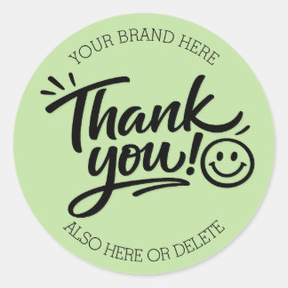 Moderne met de hand geschreven “Dank je!” met Smil Ronde Sticker