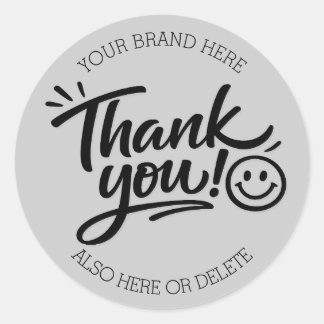 Moderne met de hand geschreven “Dank je!” met Smil Ronde Sticker