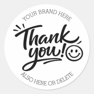 Moderne met de hand geschreven “Dank je!” met Smil Ronde Sticker