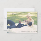 Moderne met de hand geschreven foto bruiloft bedan bedankkaart (Voorkant)