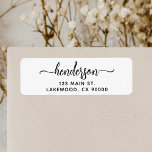 Moderne, met de hand geschreven retouradres pensee etiket<br><div class="desc">Rol penseelscript.</div>