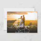 Moderne met de hand geschreven trouwfoto bedankkaa bedankkaart (Voorkant)