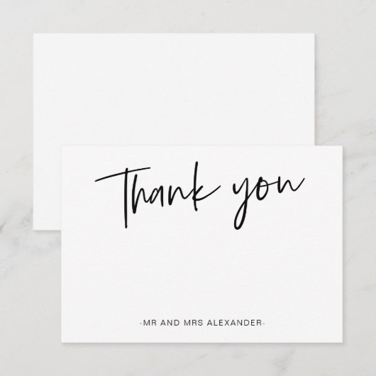 Moderne met de hand geschreven zwart-wit bedankt (Voorkant / Achterkant)