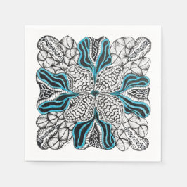 Moderne met de hand getekende Doodle met Blauw Servet