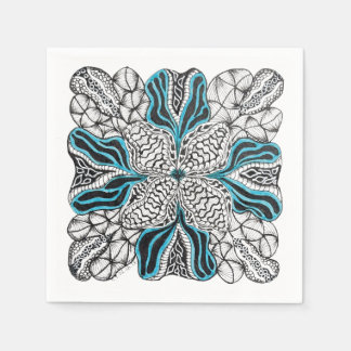 Moderne met de hand getekende Doodle met Blauw Servet