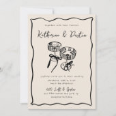 Moderne met de hand getekende grillige foto bruilo kaart (Voorkant)