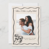 Moderne met de hand getekende grillige foto bruilo kaart (Achterkant)